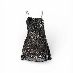 ASTR The Label Cheetah Leopard Burnout Velvet Cowl Neck Mini Dress Medium